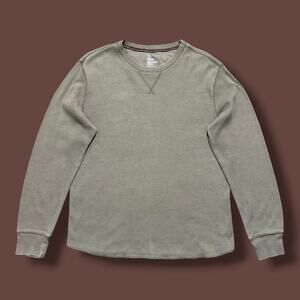 Vintage Gap Thermal Shirt y2k Blank Minimalist Long Sleeve Faded Brown Medium